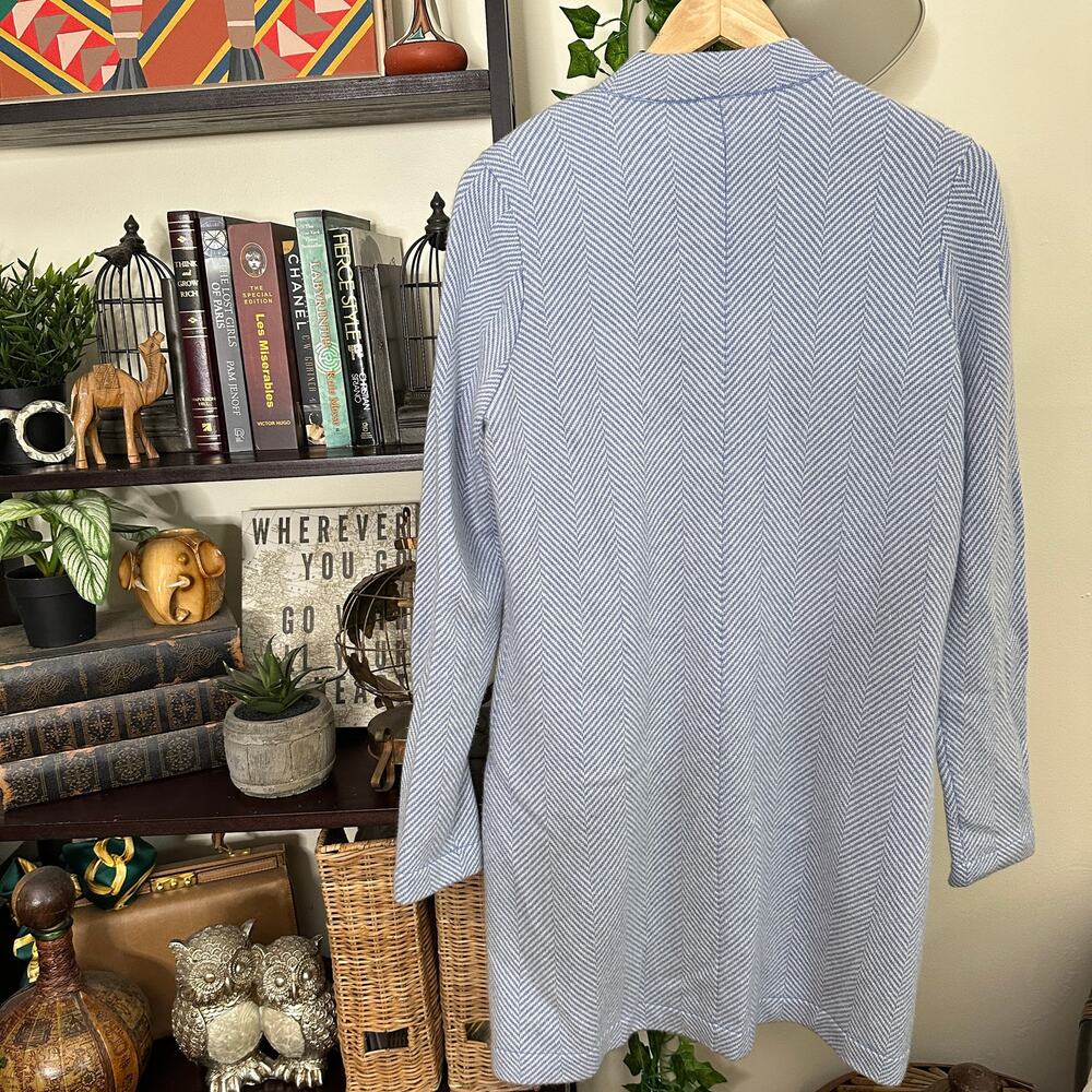 J. MCLAUGHLIN 100% Cashmere Herringbone Cardigan Sweater Coat Blue Sz L {3D37} - Picture 6 of 7